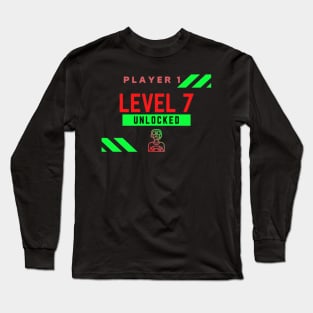 Level 7 unlocked 7th Birthday Gamer Long Sleeve T-Shirt